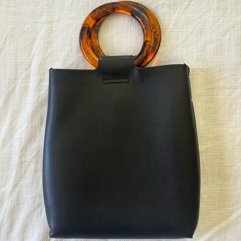 American Eagle Outfitters Black Tote with Tortoise Shell Handle